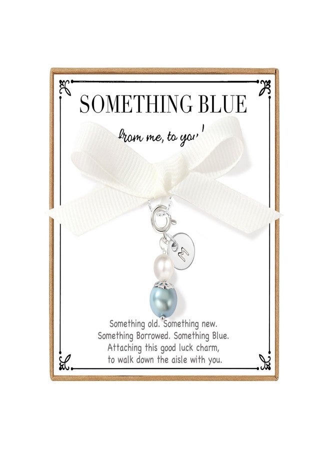 ENASAL Something Blue Gift for Bride, Bride to Be Gift for Daughter, Initial Something Blue Keepsake Keychain Gifts for Daughter in Law from Mother, Wedding Gifts Bouquet Garter Charm Bridal Accessories (M) - Image 1